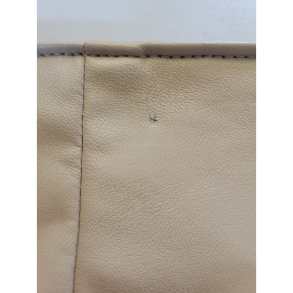 Vintage Rewash Biege Y2K Small Faux Leather Mini Skirt Sexy Siren Rave *READ* - Picture 9 of 10